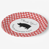Red Gingham Checkered Pig Roast GRILLEN Party Pappteller (Schrägansicht)