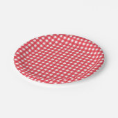 Red Gingham Checkered Rustic Country Picnic Party Pappteller (Schrägansicht)