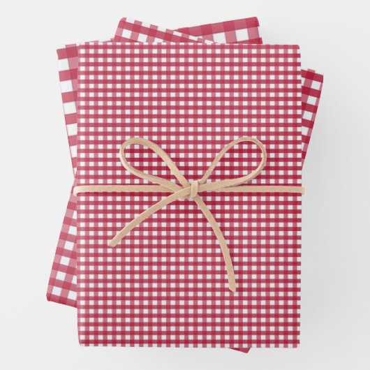 Red Gingham Checks Design Geschenkpapier Set (Beispiel)