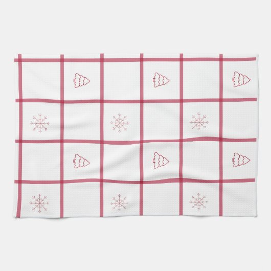 Red Gingham Christmas Pattern Geschirrtuch (Horizontal)