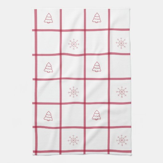 Red Gingham Christmas Pattern Geschirrtuch (Vertikal)