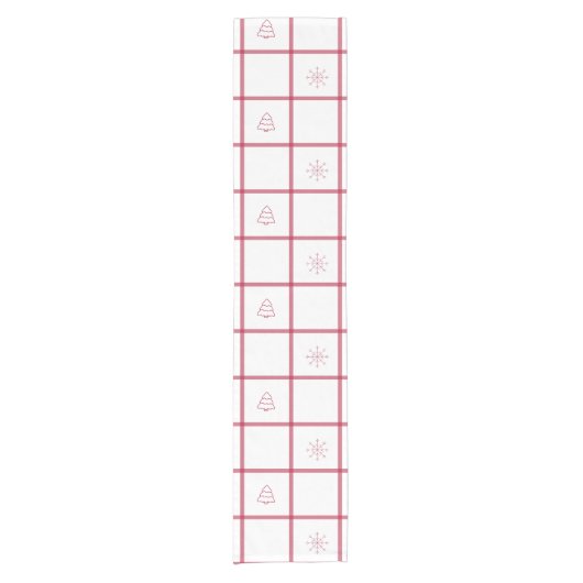 Red Gingham Christmas Pattern Kurzer Tischläufer (Vorderseite)