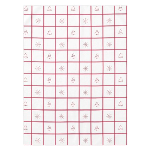 Red Gingham Christmas Pattern Tischdecke (Vorderseite)