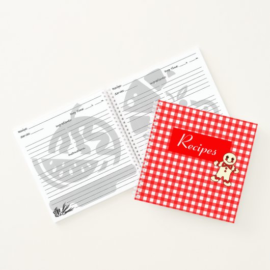 Red Gingham Cookie Rezept Binder Notizblock (Innenseite)