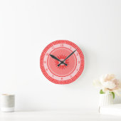 Red Gingham Country Checks Numbered Runde Wanduhr (Zuhause)