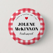 Red Gingham Country Wedding Bridesmaid Name