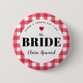 Red Gingham Country Wedding the Bride's Name Button (Vorderseite)