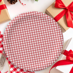 Red Gingham Country Weihnachten Brautparty Pappteller