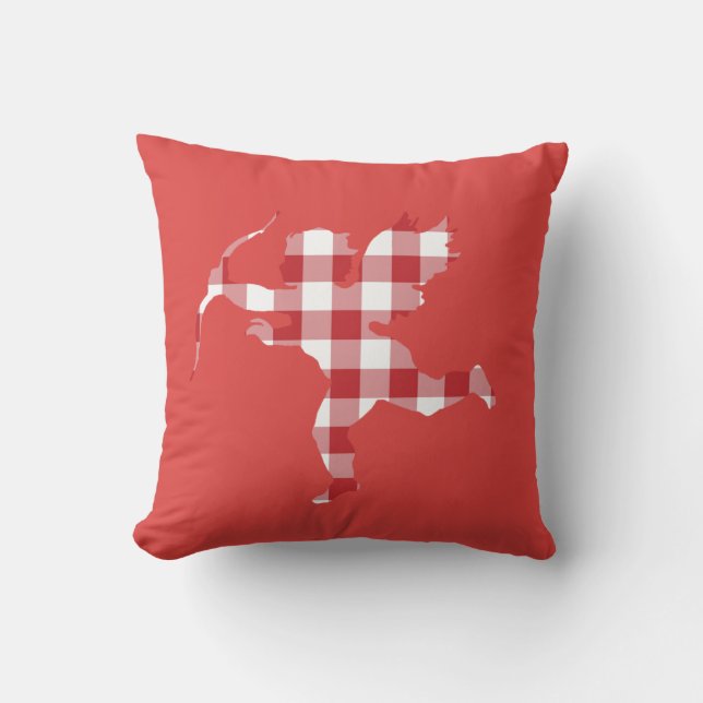 Red Gingham Cupid Kissen (Vorderseite)