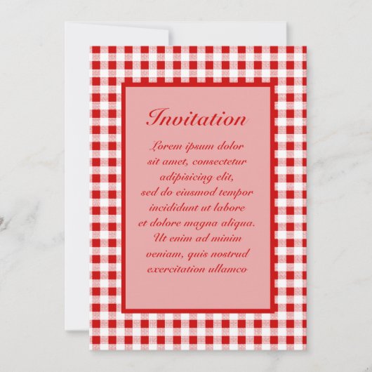 Red Gingham + Custom Color Einladung (Vorderseite)