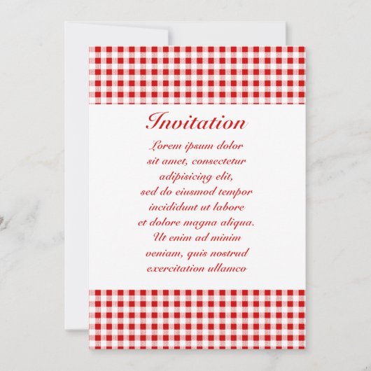 Red Gingham + Custom Color Einladung (Vorderseite)