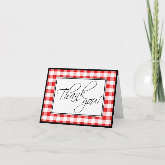 Red Gingham Custom Dankeschön Card Dankeskarte (Vorderseite)