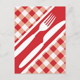 Red Gingham & Cutlery Postkarte