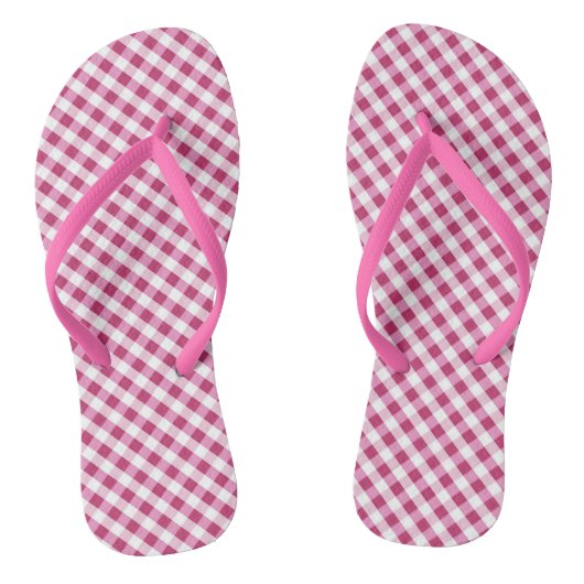 Red Gingham Design Flip Flops Badesandalen (Fußbett)