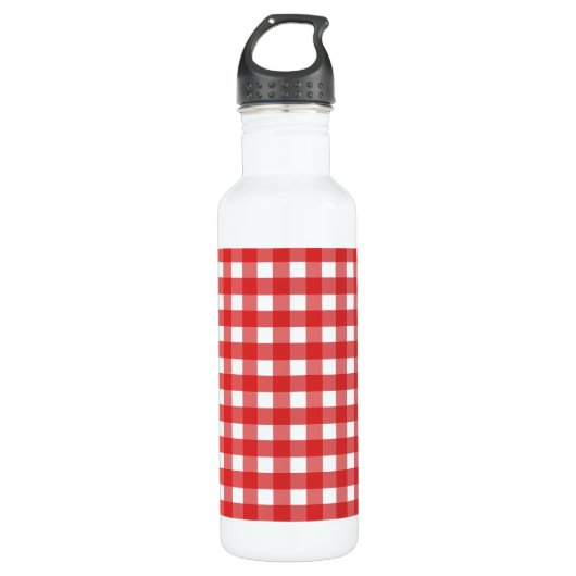 Red Gingham Edelstahlflasche (Vorderseite)