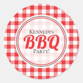 Red Gingham Family Party GRILLEN Runder Aufkleber