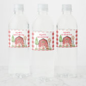 Red Gingham Farm First Birthday Drink Label Wasserflaschenetikett (Flaschen)