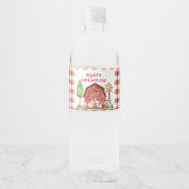 Red Gingham Farm First Birthday Drink Label Wasserflaschenetikett (Vorderseite)