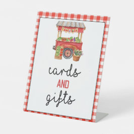 Red Gingham Farmer's Market Cards and Gifts Sign Sockelschild