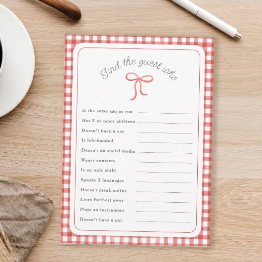 Red Gingham Finden Sie den Gast, der das Duschspie Einladung