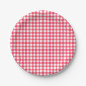Red Gingham First Birthday Pappteller (Vorderseite)