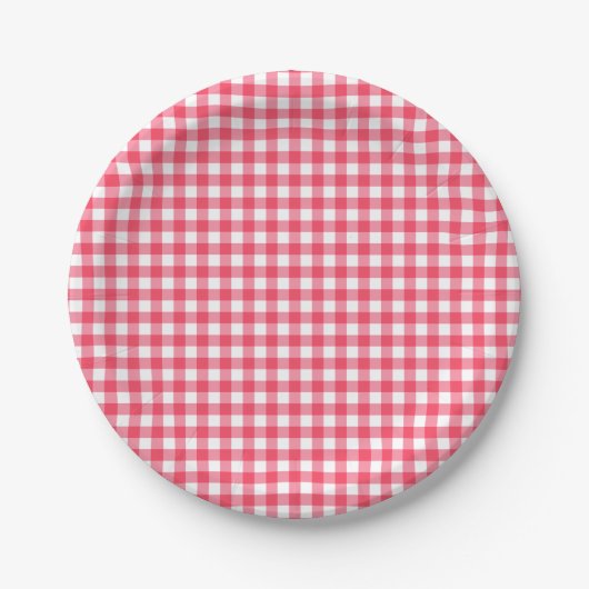 Red Gingham First Birthday Pappteller (Vorderseite)