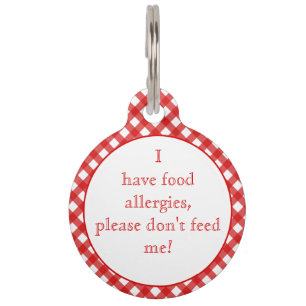 Red Gingham Food Allergien Medizinische Warnhinwei Haustiermarke