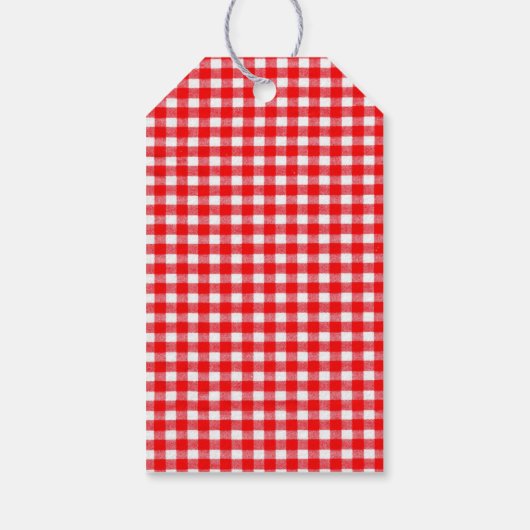 Red Gingham Gift Tag Geschenkanhänger (Rückseite)