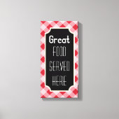 Red Gingham Great Food Sign Leinwand (Vorderseite)