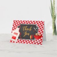 Red Gingham GRILLEN Baby Dusche Danke Karte