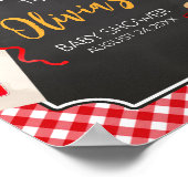 Red Gingham GRILLEN Baby Dusche Willkommen Poster (Ecke)