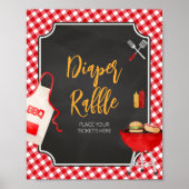 Red Gingham GRILLEN Baby Duwer Diaper Raffle Poster (Vorne)