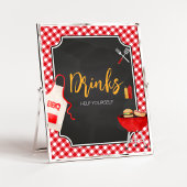 Red Gingham GRILLEN Baby Shower Drinks Poster