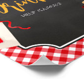 Red Gingham GRILLEN Baby Shower Drinks Poster (Ecke)