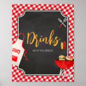 Red Gingham GRILLEN Baby Shower Drinks Poster (Vorne)