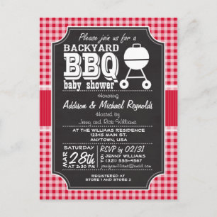 Red Gingham GRILLEN Baby Shower Einladung