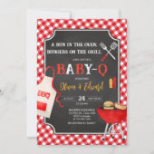 Red Gingham GRILLEN Baby Shower Einladung (Vorderseite)