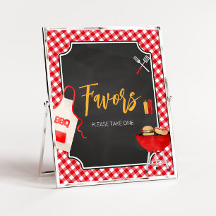 Red Gingham GRILLEN Baby Shower Favoriten Poster