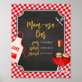 Red Gingham GRILLEN Baby Shower Mama Osa Bar Poster (Vorne)