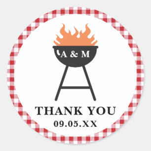 Red Gingham GRILLEN Favor Sticker