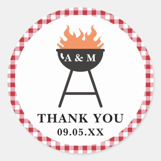 Red Gingham GRILLEN Favor Sticker (Vorderseite)
