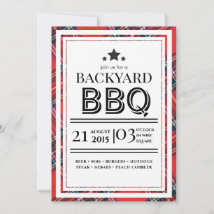 Red Gingham GRILLEN Party Einladung