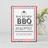 Red Gingham GRILLEN Party Einladung (Stehend Vorderseite)