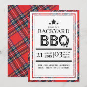 Red Gingham GRILLEN Party Einladung (Vorne/Hinten)