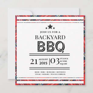 Red Gingham GRILLEN Party Flat Einladung