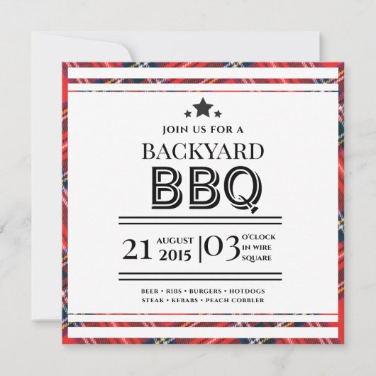 Red Gingham GRILLEN Party Flat Einladung (Vorderseite)
