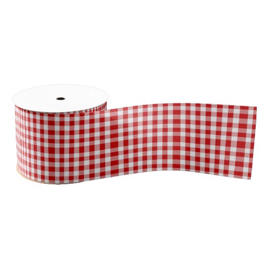 Red Gingham Grosgrain Ribbon Ripsband (Spule)