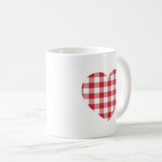 Red Gingham Heart Kaffeetasse (VorderseiteRechts)