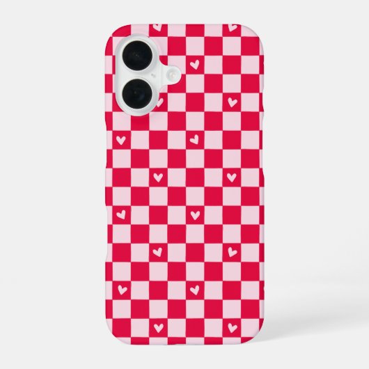 Red Gingham Heart Phone Case iPhone 16 Hülle (Rückseite)