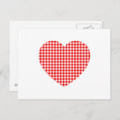 Red Gingham Heart Postkarte (Vorne/Hinten)